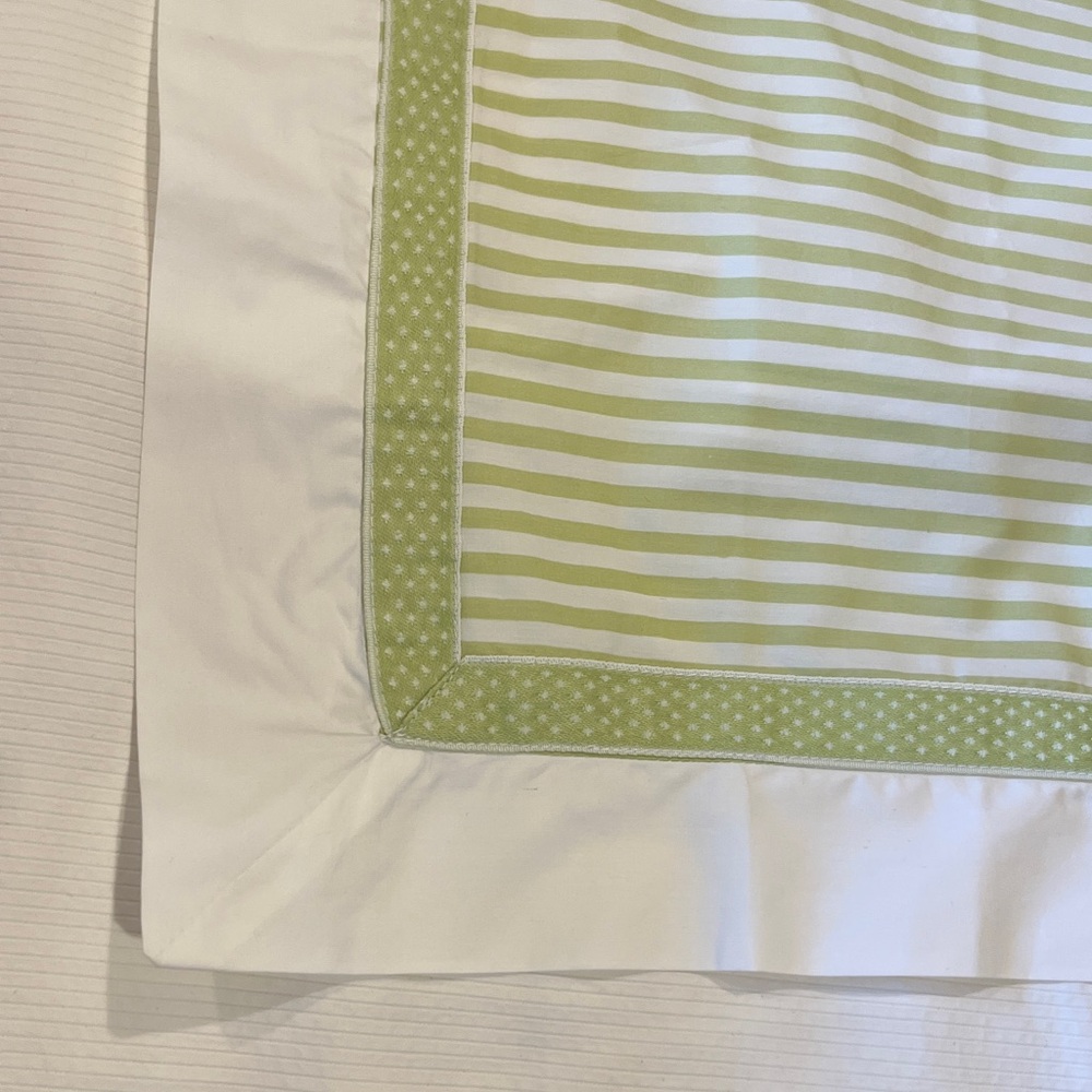 New Charisma Euro Sham, Green and White Strips with Trim, Never Used